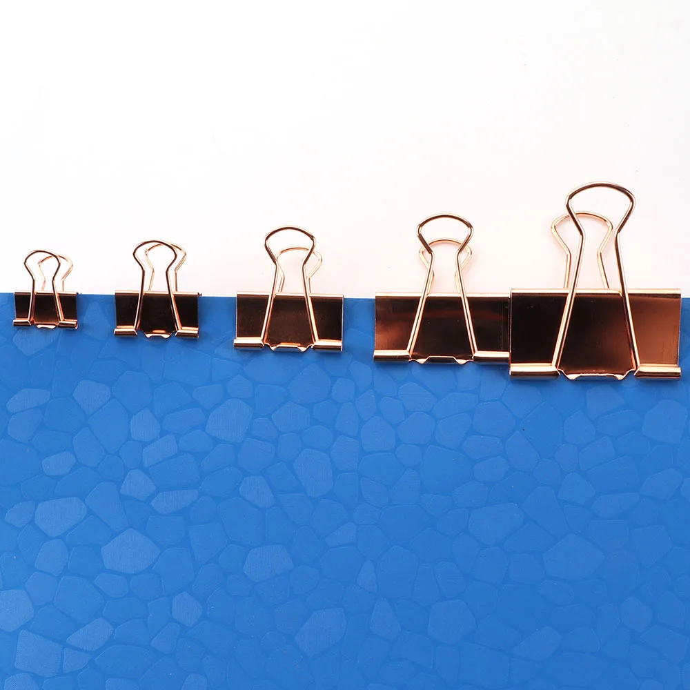 Creative 15mm Gold Rose Gold binder clips Long tail Clips