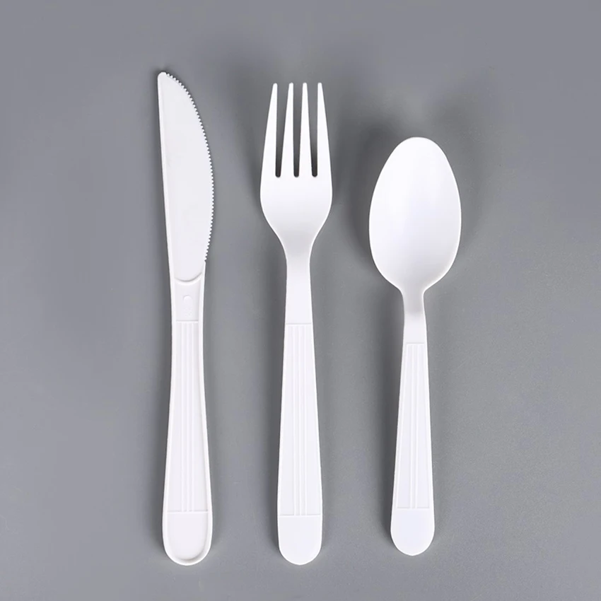 Heavy Weight Plastic Disposable Plane Cutlery Flatware Kits Knife Fork Spoon Napkin Utensils Black Cutlery Set
