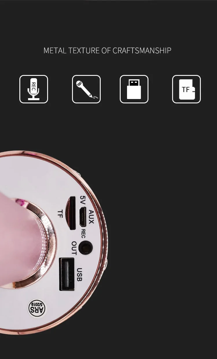 Wireless Karaoke Condenser Microphone Professional Cordless Bluetoothes Kids Handheld Singing Microphone