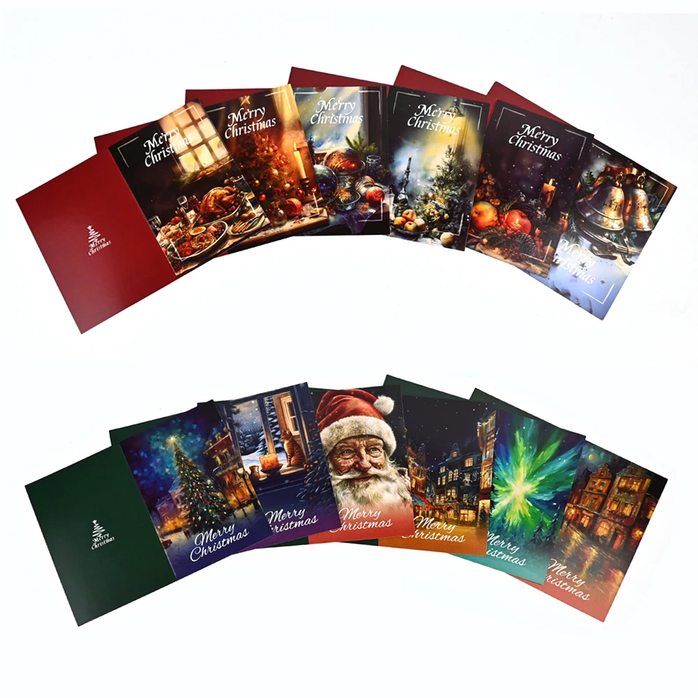 Wholesale Factory Custom Christmas Writable Thank You Cards Merry Christmas Greeting Card with Envelopes