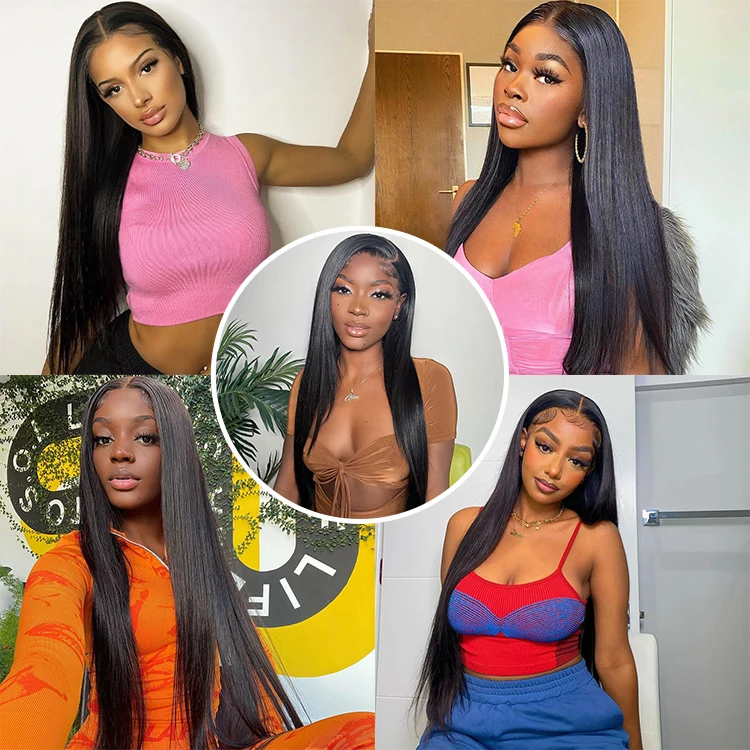 Transparent 13x6 Lace Front Wig With Baby Hair Straight 40 Inch Human Hair Wig Cuticle Aligned Brazilian Virgin Human Hair Wig