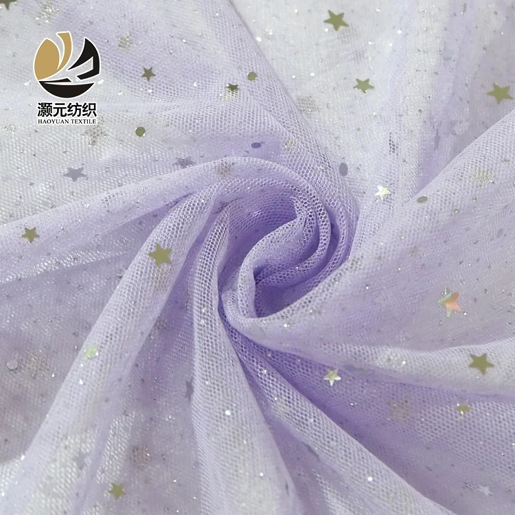 Multi color stars moon american sequin tulle gold glitter mesh fabrics