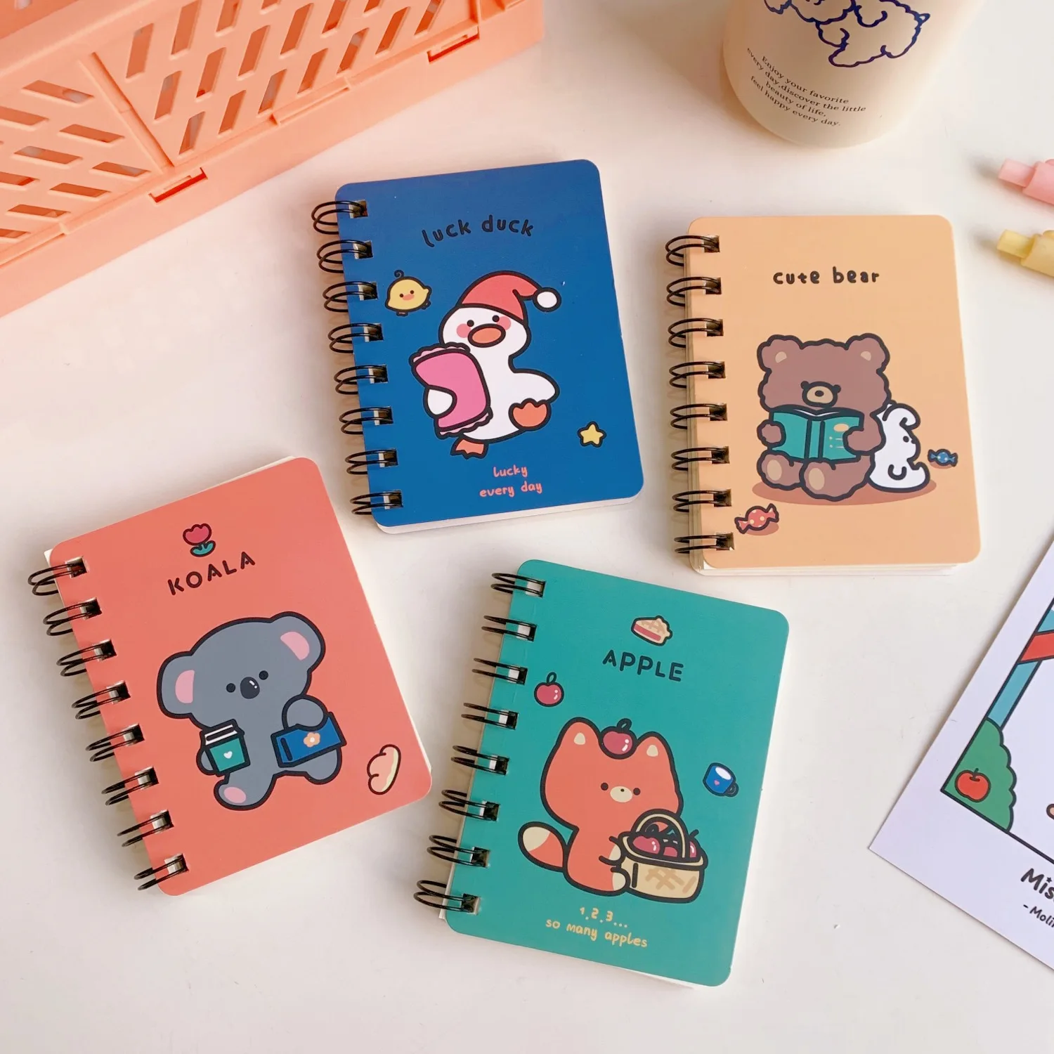 School Office Supply Cartoon Mini Coil Notebook Diary Book ske Exercise Book Carry Rollover Coil Notebook