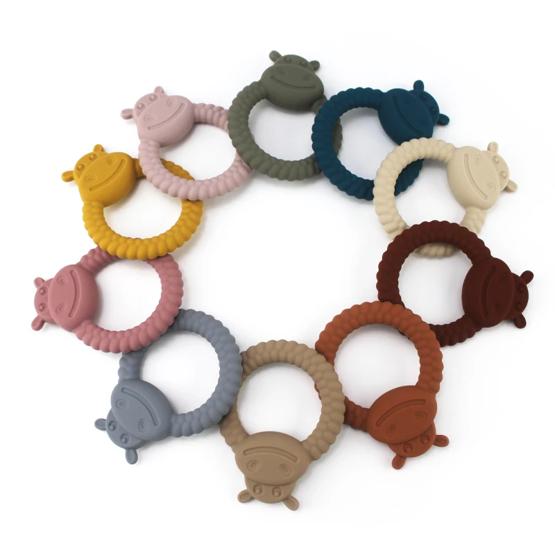Factory Wholesale Lfgb Approved Bpa Free 100% Food Grade Animal Baby Silicone Teethers Baby Teethers Ring