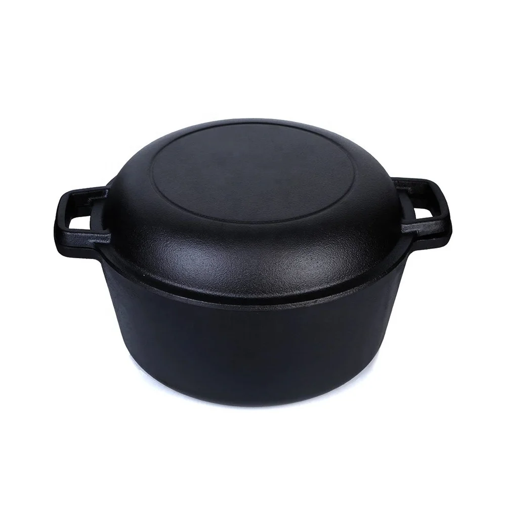 Cast Iron Combo Cooker, Pre-seasoned Cast Iron Dutch Oven and Skillet Lid