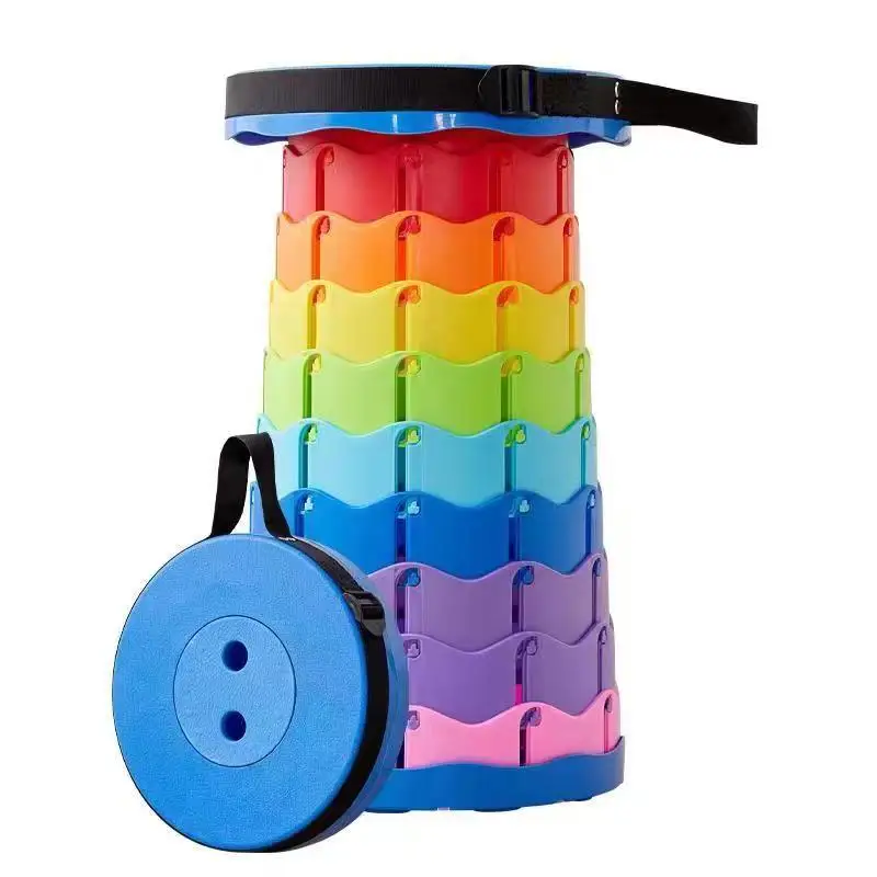 outdoor rainbow telescopic stool Travel portable telescopic stool Outdoor folding telescopic stool