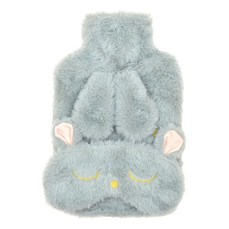 hot water bag gift set rabbit rubber hot water bottle fur cover and cute eye mask