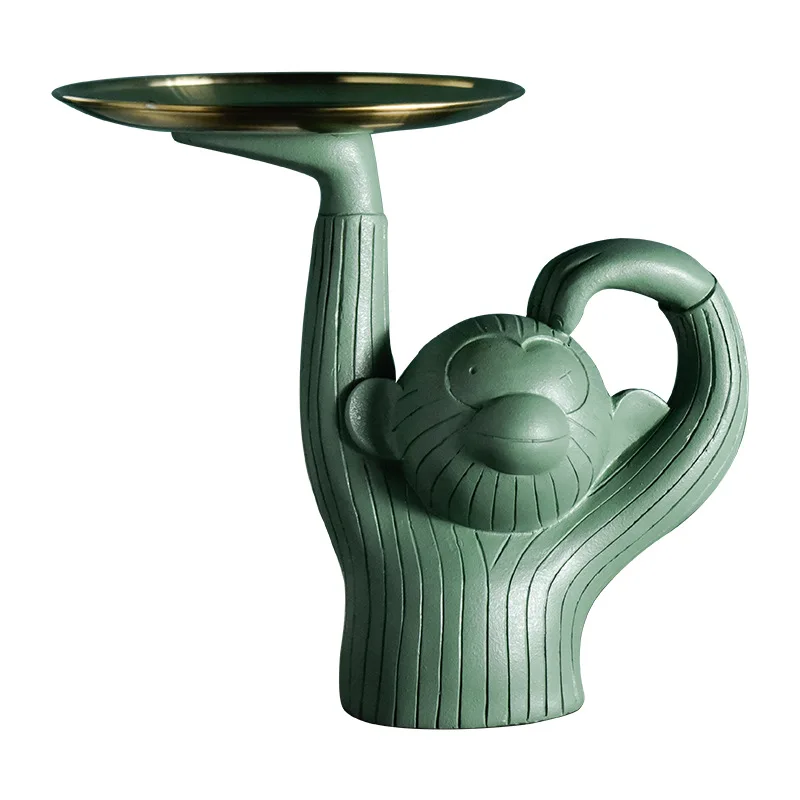 
Nordic creative monkey tray ornaments light luxury living room tea table fruit key chain storage tray model room decoration 