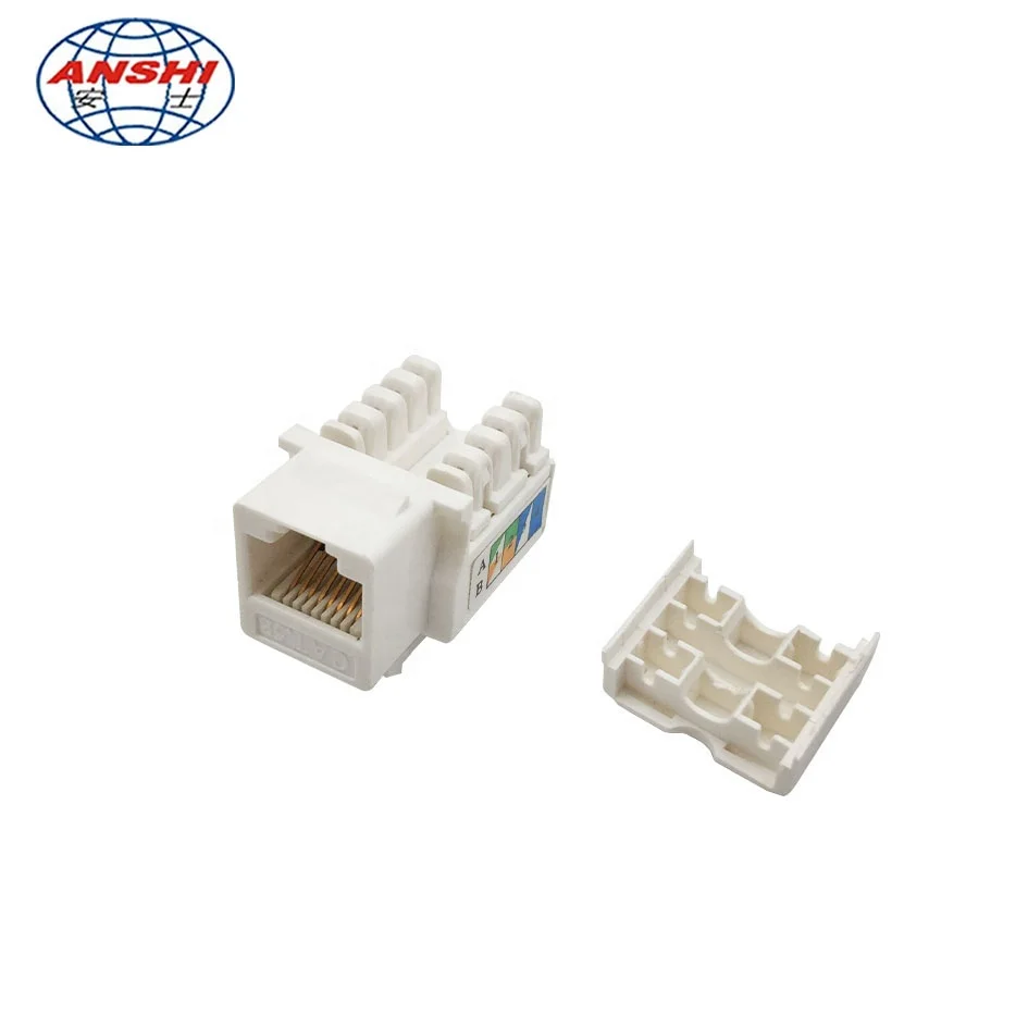 ANSHI RJ45 Cat5e 8P8C 90 degree UTP Punch Down Network Keystone Jack with dust cover