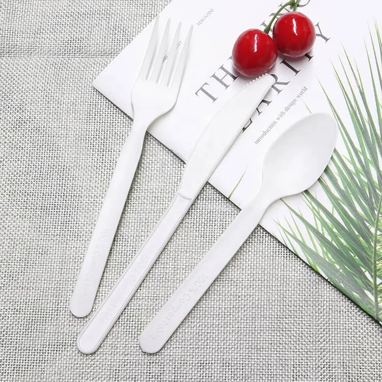 Hot Sale Stocked Cheap Price Biodegradable Disposable Cornstarch Plastic Cutlery Knife Fork Spoon