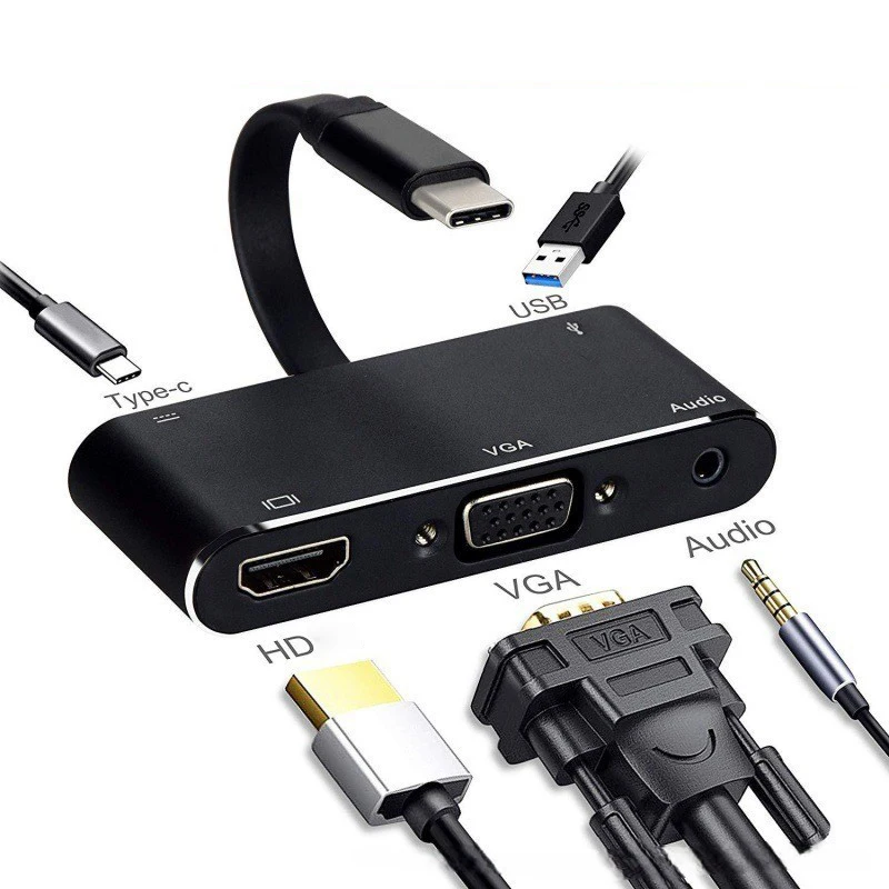 Высокое качество USB C концентратор конвертер внешние колонки и Наушники VGA 4K HD док-станция для ноутбука
