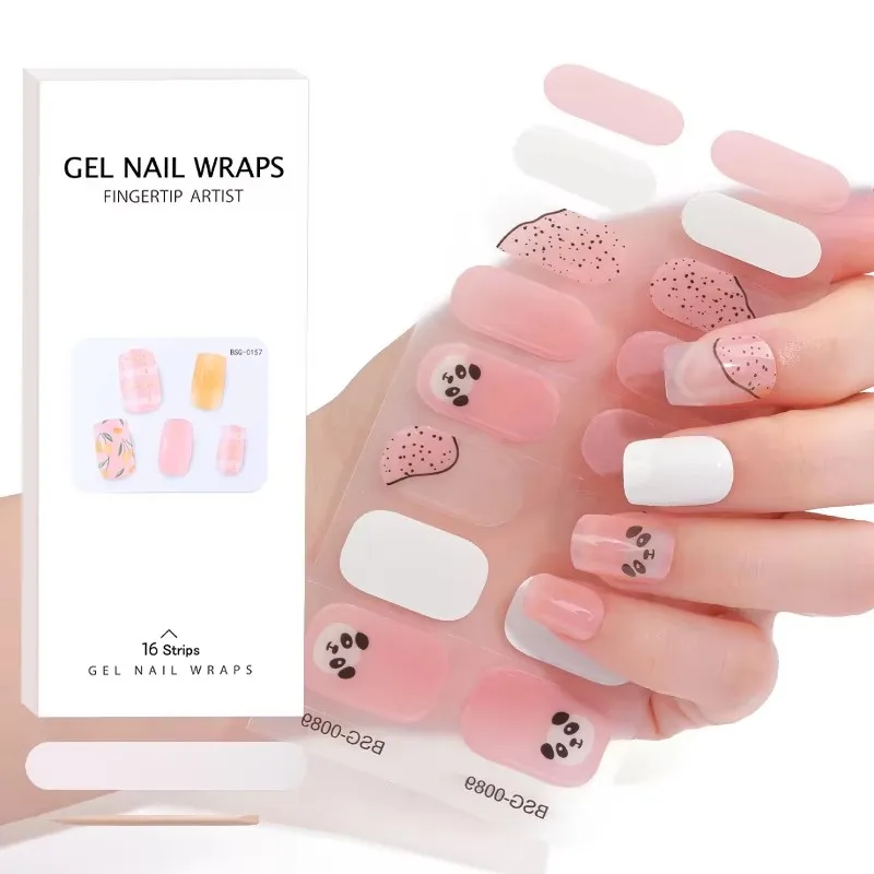 New Arrival Full Cover Nail Sticker Colorful 16 Pieces Nail Wraps For Manicure