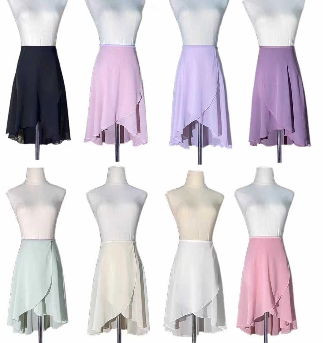 Personalized irregular wrap dance costume chiffon long ballet practice skirt for women