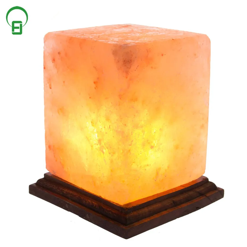 pink crafted cube square himalaya rock salt lamp
