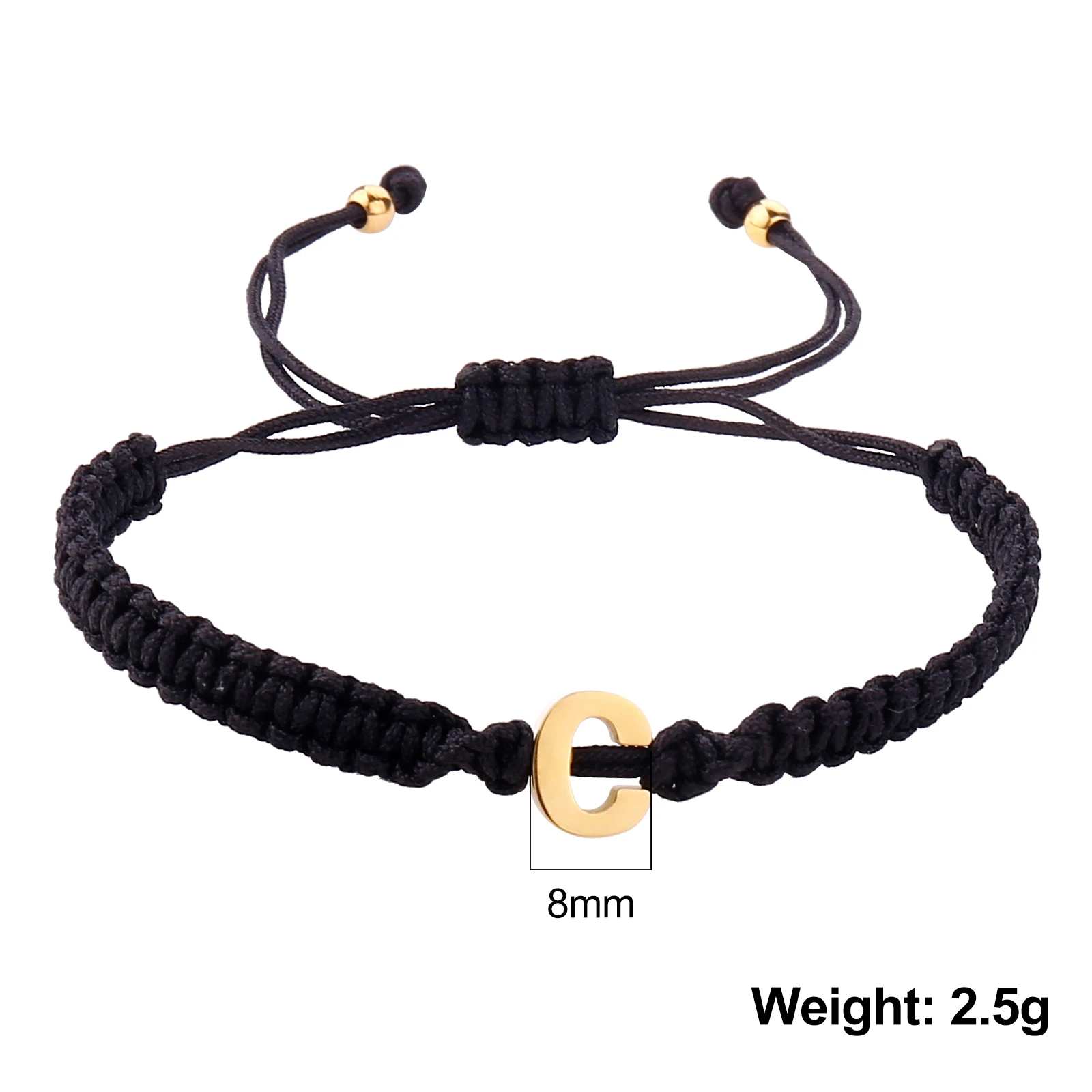 Jewelry Birthday Gift Lucky Black Red Rope Braid Bracelets Personality Initial Name Stainless Steel 26 Letter Charm Bracelet