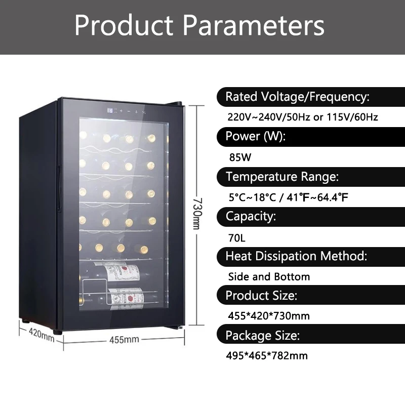 Домашний коммерческий холодильник для напитков LANYI, 24 бутылки, однозонная стеклянная дверь, холодильник для напитков, шкаф для хранения вина/пива