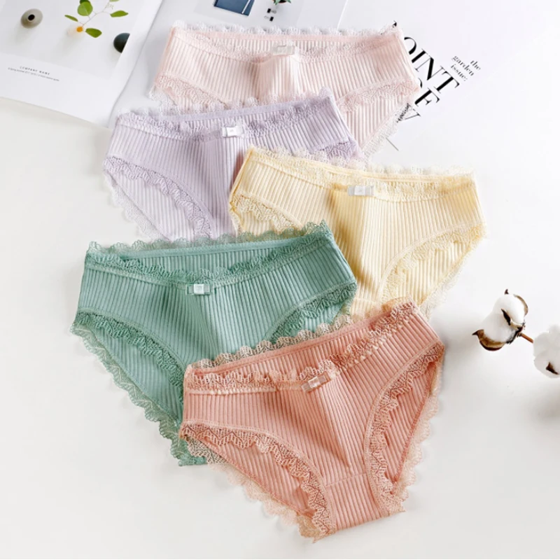 Thread cotton stuff low waist cute lace sexy panty hot girl briefs