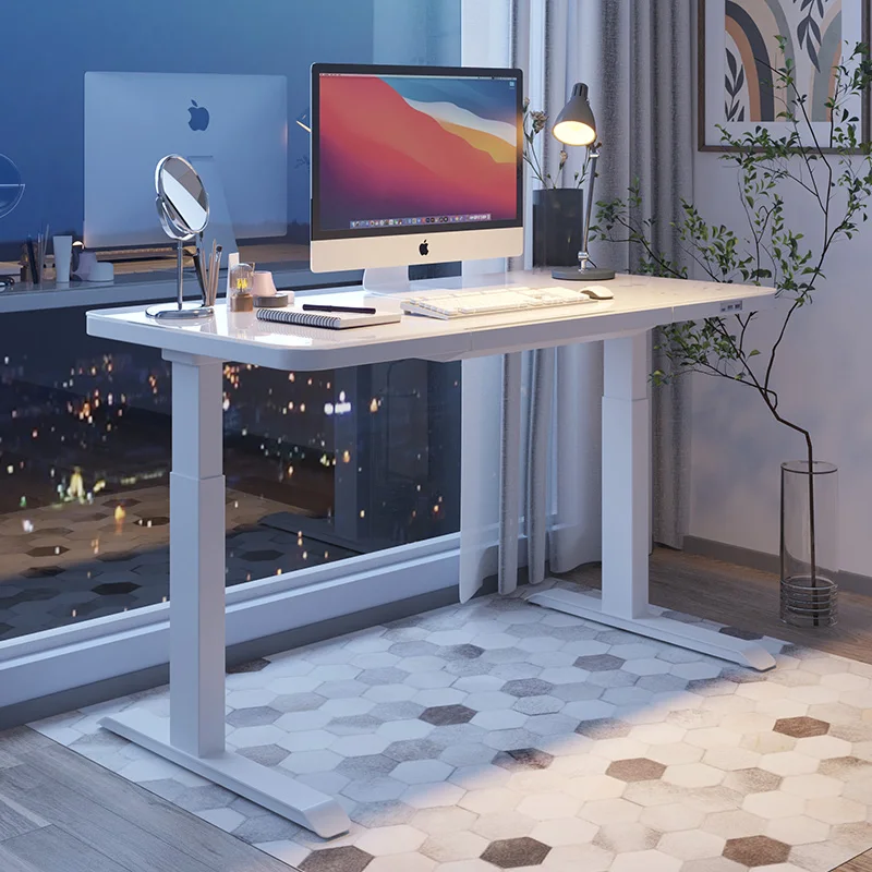 Офисное решение, электрическое настольное рабочее место, эргономичные офисные столы, стоящая мебель, регулируемый по высоте, белый стол