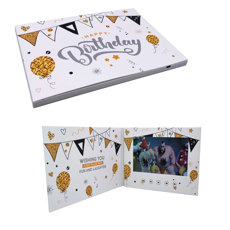 Digital Birthday Lcd Brochure 7 Inch HD Screen  Displayer With Printing For Invitation Video Greeting Card