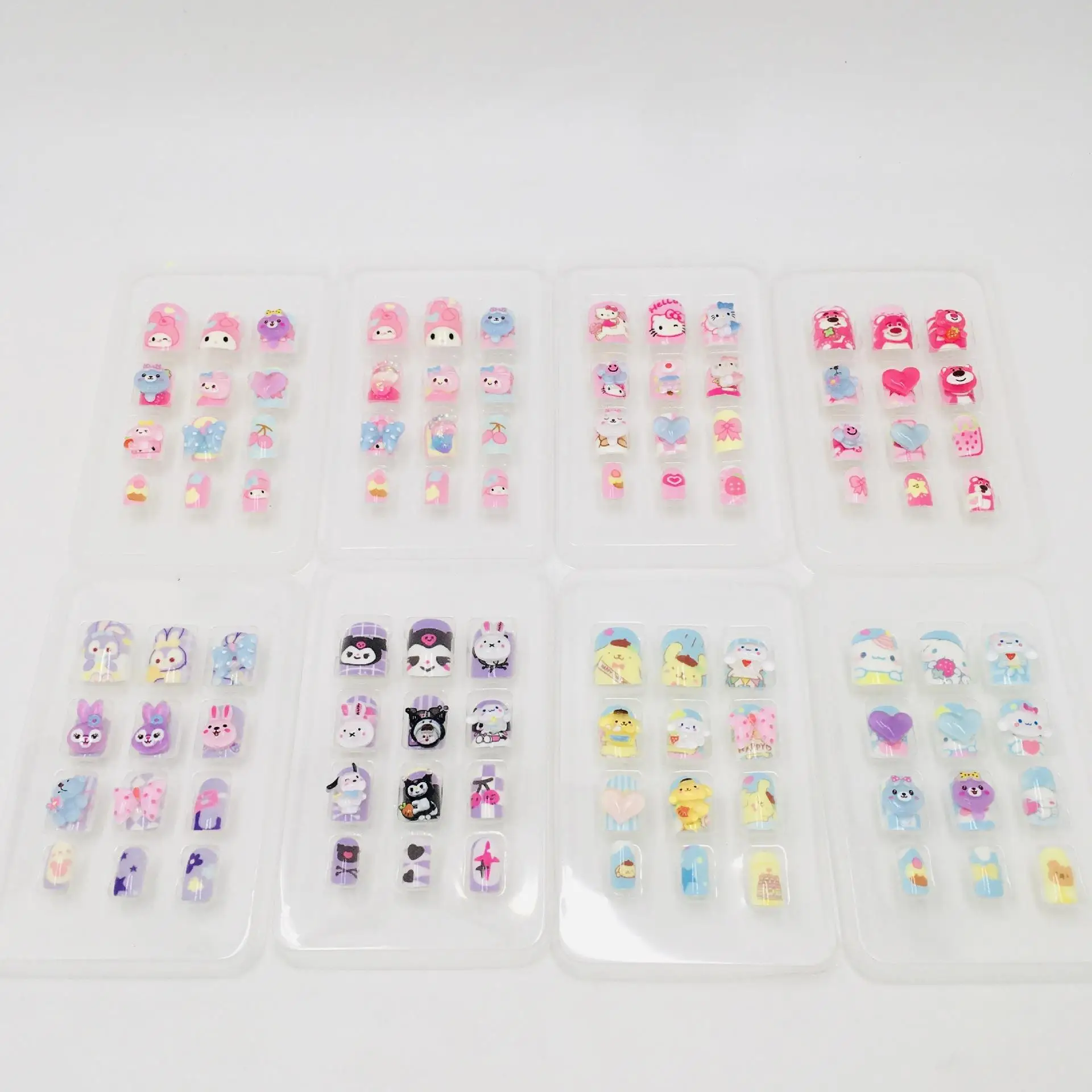 Yubon wholesale Anime Sanrioed make up nail art Kulomi Pudding dog Melody Purple rabbit strawberry bear 3D nail art sticker nail
