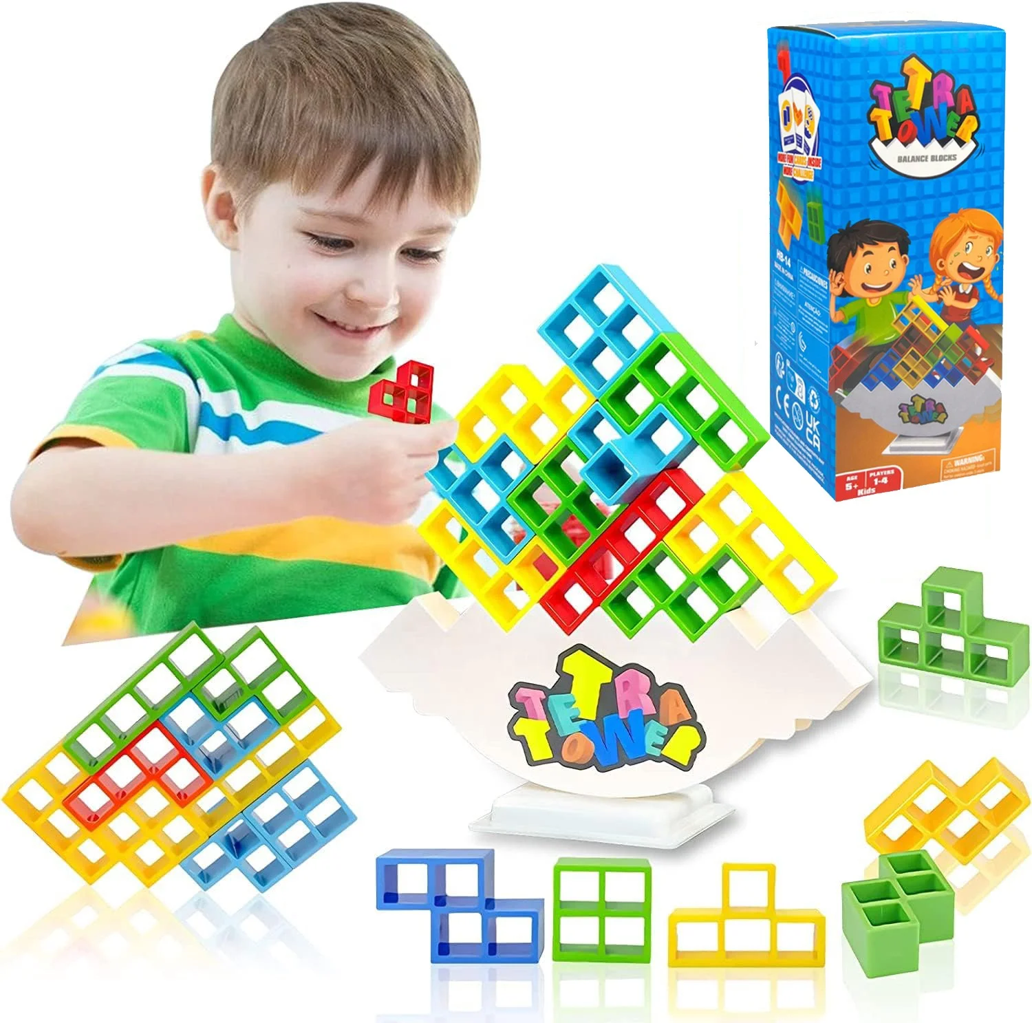 48pcs Kids Children Plastic Tetras Tower Game Balance Stacking Building Blocks Board Puzzle Game Educational Toys For Kids