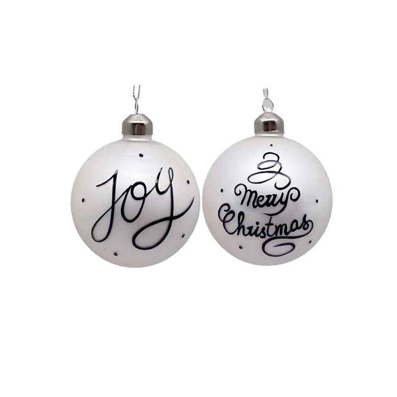 Custom Logo Hollow Christmas Ornament Ball Glass White Ornament Ball Christmas Tree Decoration