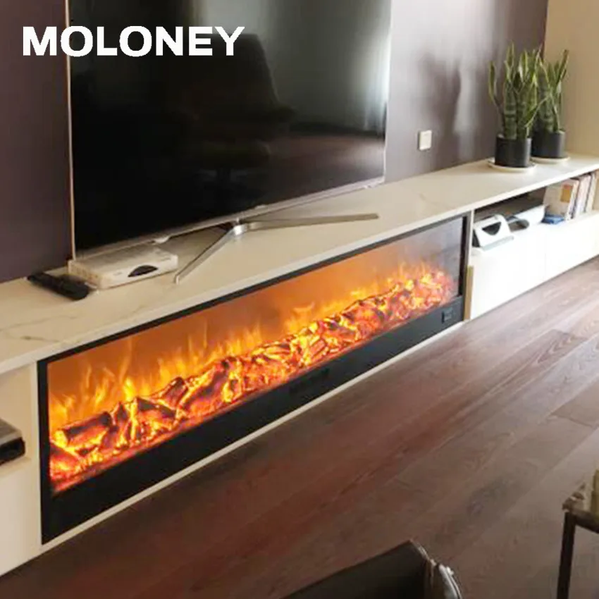 Best quality black frame realistic LED flame remote control stainless steel wall mounted electric fireplace (1600458030087)