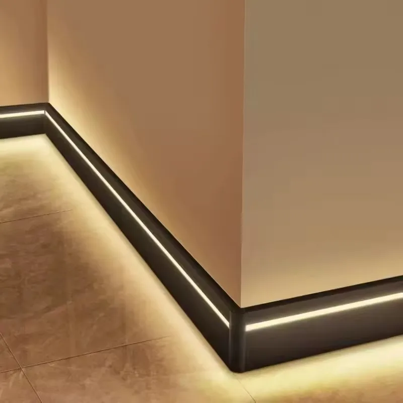 Drywall 80mm LED Aluminum Skirting Light Profile Wall Skirting Board Baseboard Floor Accessories Kitchen Angled Led Profile