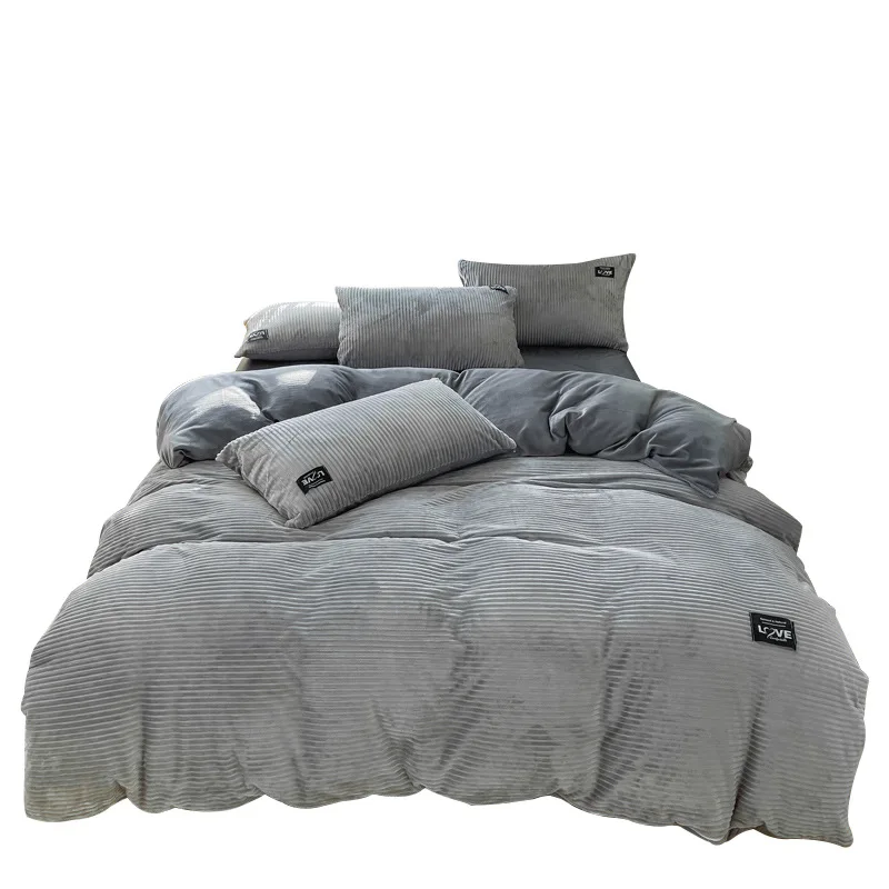 wholesale price winter thick and warm mink velvet 3pcs/set 4pcs/set duvet cover and 2pcs of bed rest pillow covers