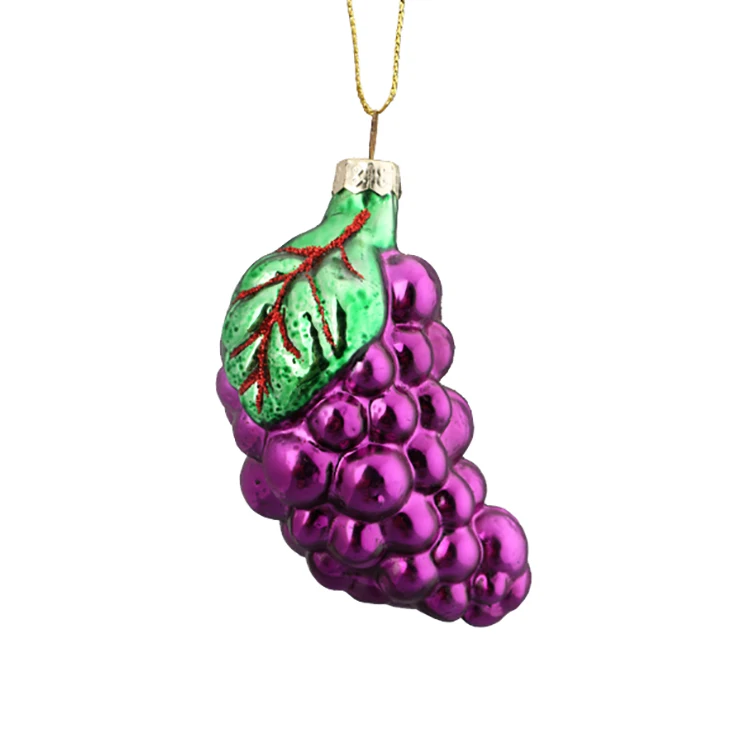 new arrivals Wholesale Grape hand blown glass baubles Christmas ornament 3D hanging decoration