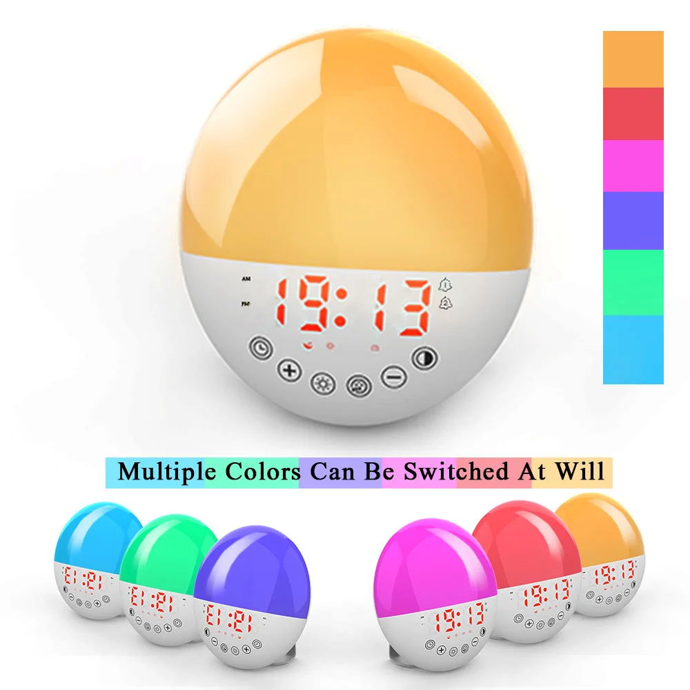 Hot Sale Analog Sunrise Sunset Wake Up Smart Clock Colorful Night Light Alarm Clock Avicii - Wake Up My Kid Alarm Clock