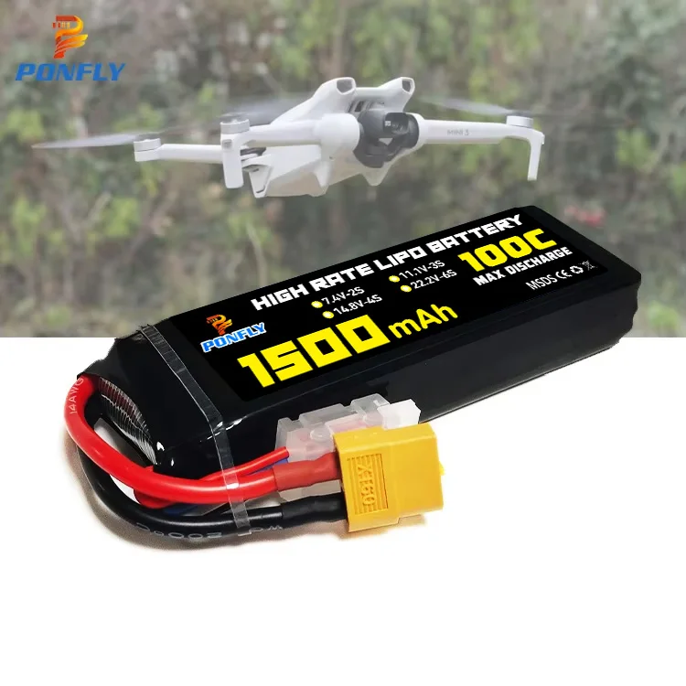PONFLY High C rate Lipo Battery 100C 3S 11.1V 1500mAh Battery 4534106 For RC Toy car Toy Model Aircraft Helicopter