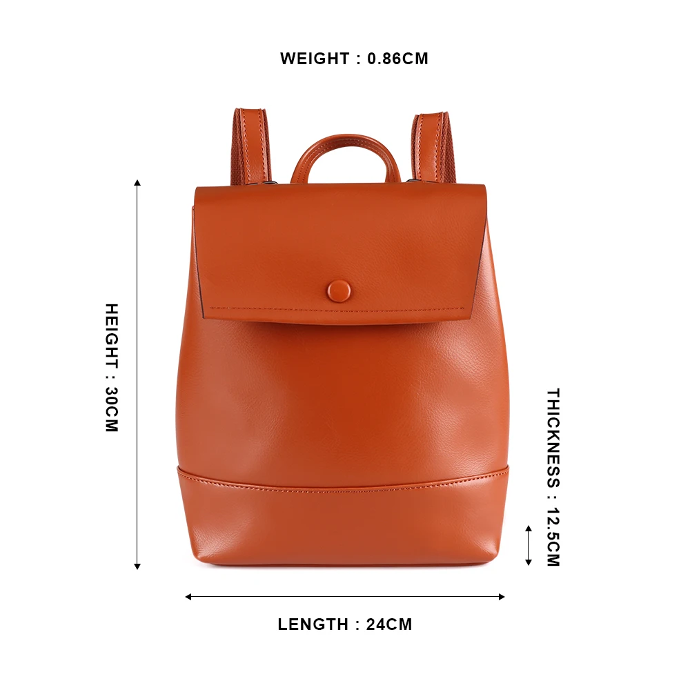Custom Fashion Daily Full Grain Leather Back pack Laptop Bag Business Real Leather Backpack for Women