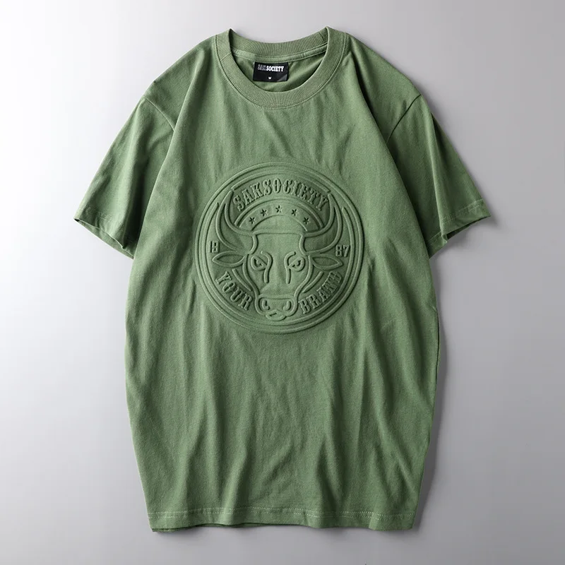 Custom printing Logo 100% cotton or polyester mens high quality business uniform Solid Color 3D Embossed  men T Shirt