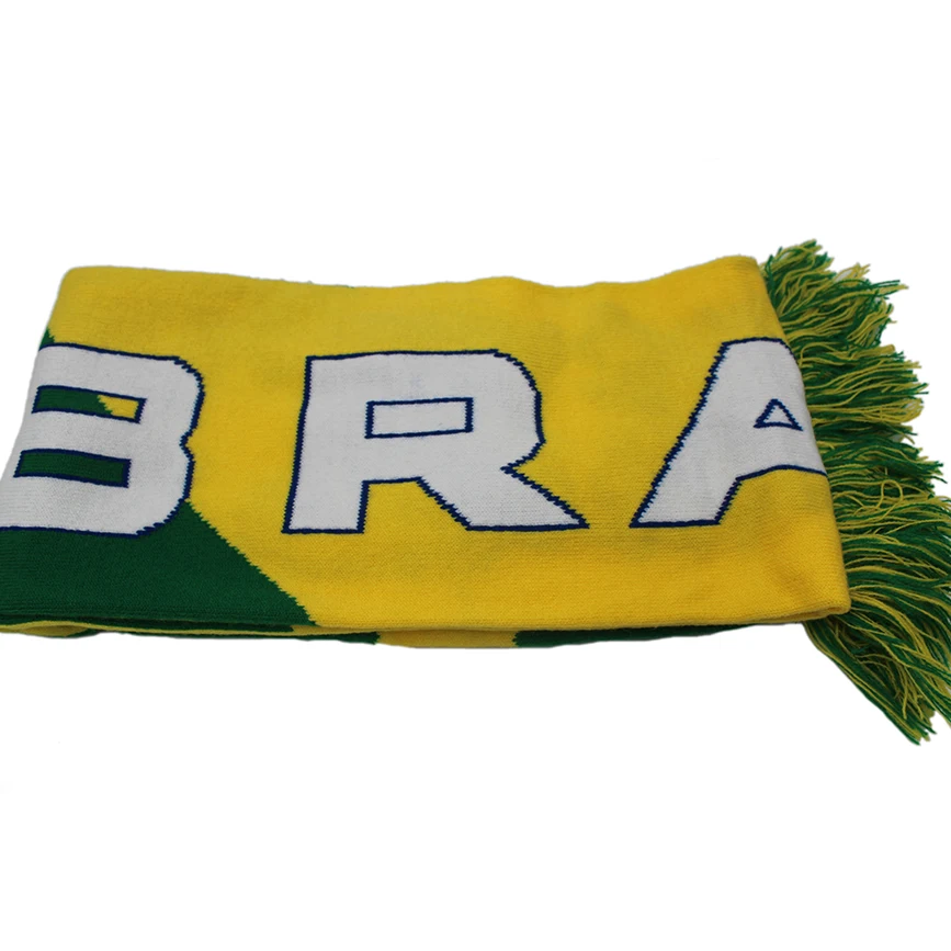 BSCI manufacturer winter oem custom printed acrylic jacquard world football sport club fan acryl scarf