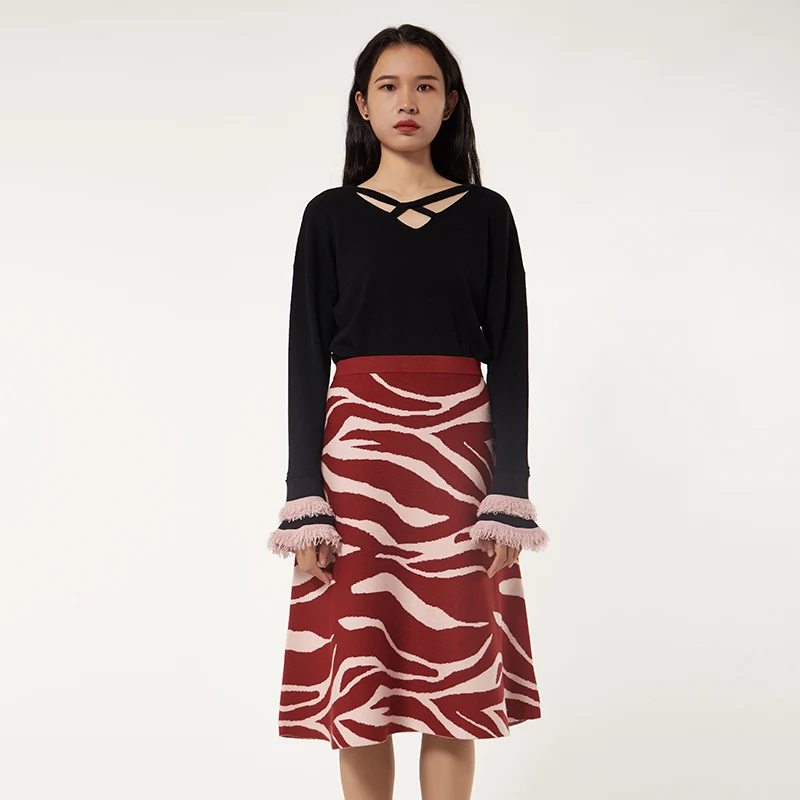 Юбка-трапеция, женский свитер из чистого хлопка, Модный осенне-зимний женский вязаный свитер на заказ для женщин, девушек, женщин, взрослых