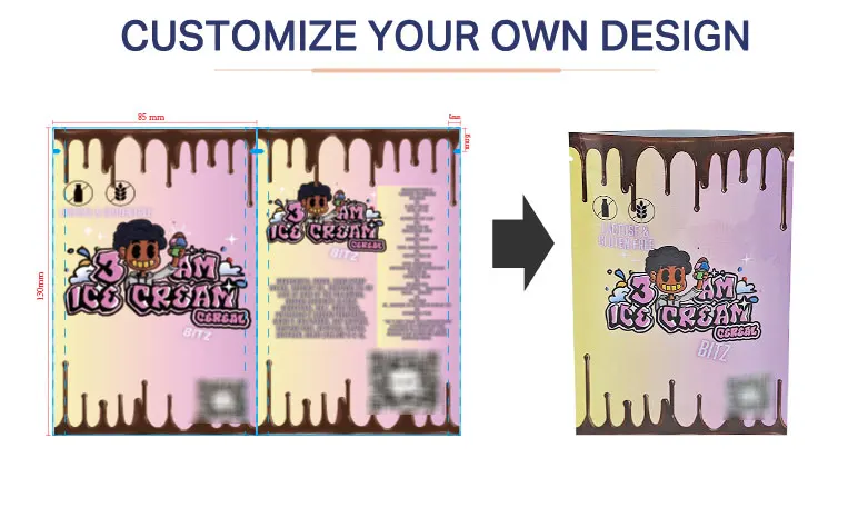 Custom Printed 3 Three Side Seal Plastic Food Packaging Zipper Top Flat Pouch Resealable Bag For Snack