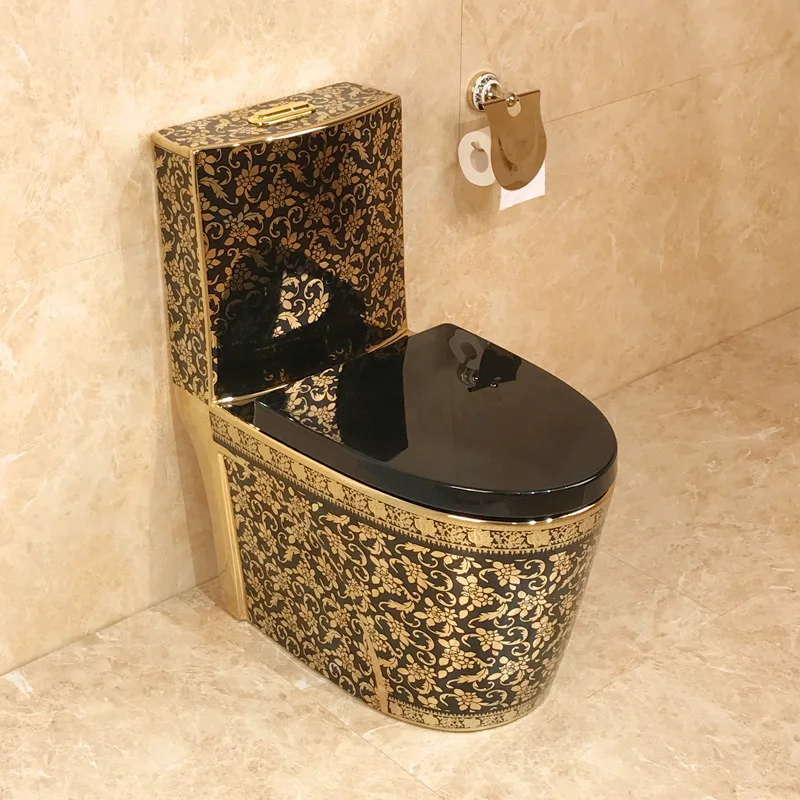 Bathroom black gold toilet European style anti-odor flush toilet creative toilet color
