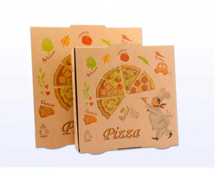wholesale cheap custom 4C Offset Printing 6E flute die cut corrugated pizza box for take away