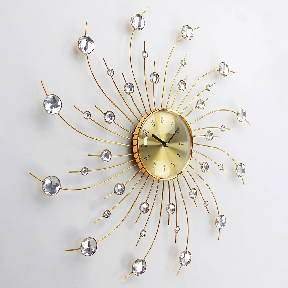 big metal craft modern Wall Clocks home Decoration luxury decorative wall clock 50cm metal Crystal clock wall design retro art