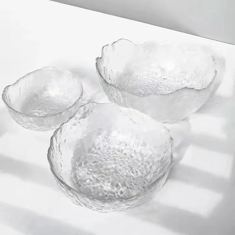 XL Glass Irregularity Mixer Bowl Sustainable Transparent Salad Fruit Dish Bowls Soup Glass  Glass Bowl