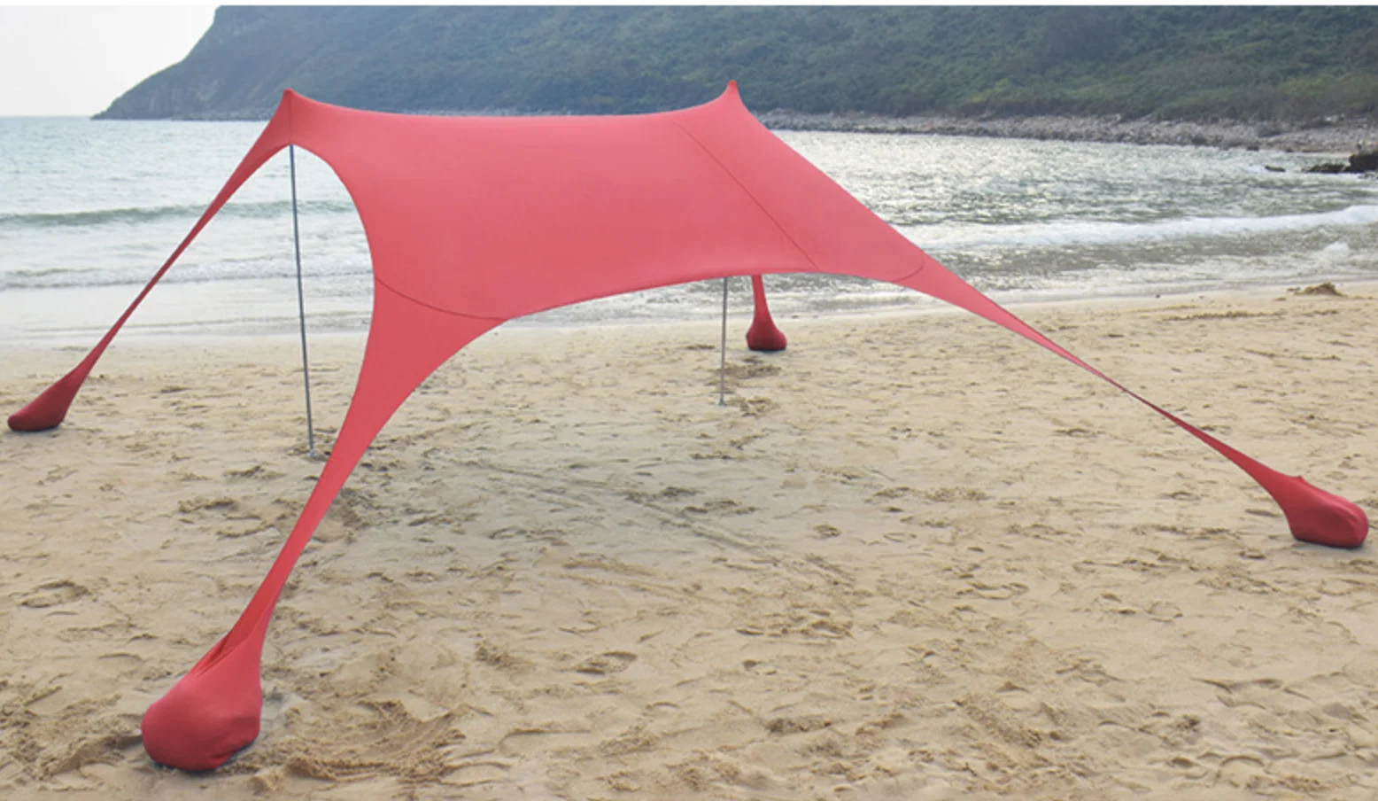 Wholesale Single Layer Summer  Tarp Pop Up Beach Tent 4 Person Waterproof Sun Shelter With Aluminum Poles For Camping