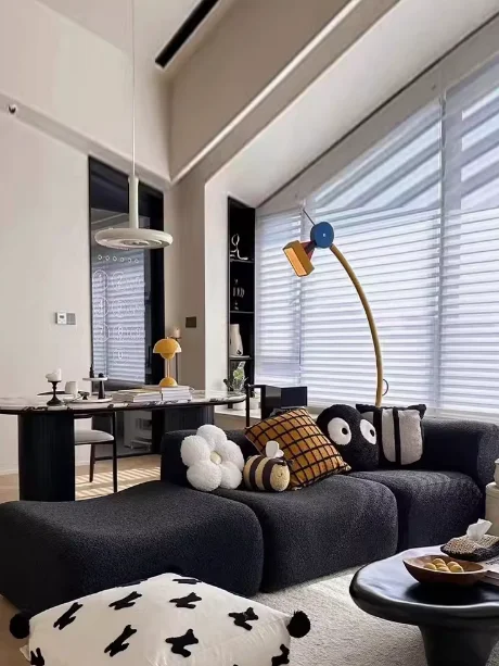 Modular L-Shaped Corner Sofa Set for Living Room Tufted Reclining Furniture with Detachable Vacuum for Villas