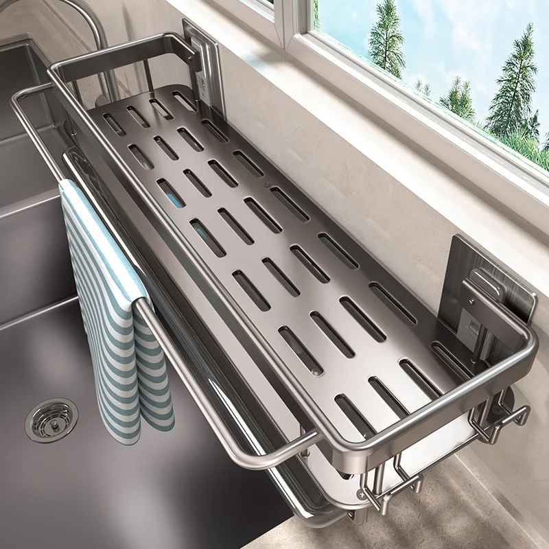 Kitchen Nail-Free Storage Racks With Strong Load-Bearing Capacity Seamless Installation Of Kitchen Shelves