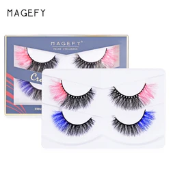 Magefy Eyelash Extensions Two Colors Party Style False Eye Lashes Colorful Handmade Faux Mink 3d Eyelashes