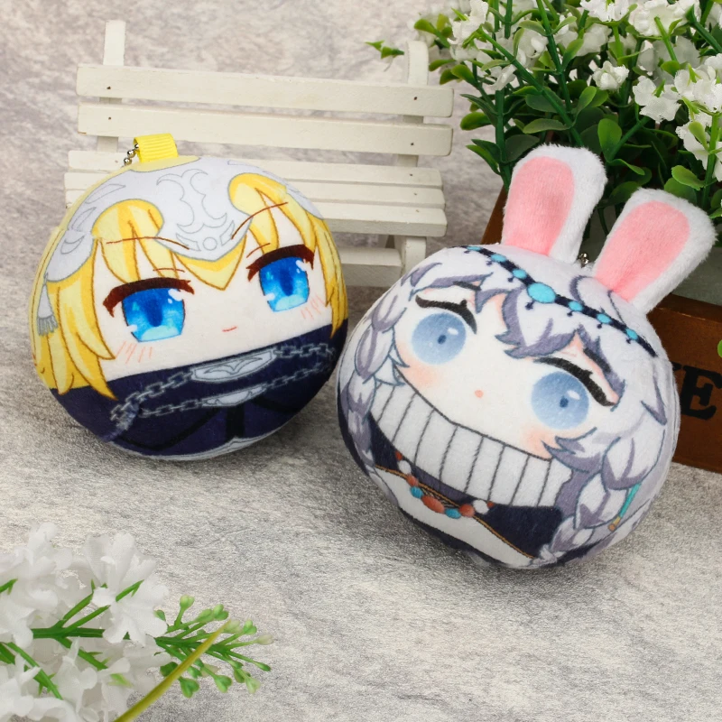 Cartoon anime character customized VOGRACE round shape manjuu hot sale PP cotton ball beads short plush pillow keychain  no MOQ
