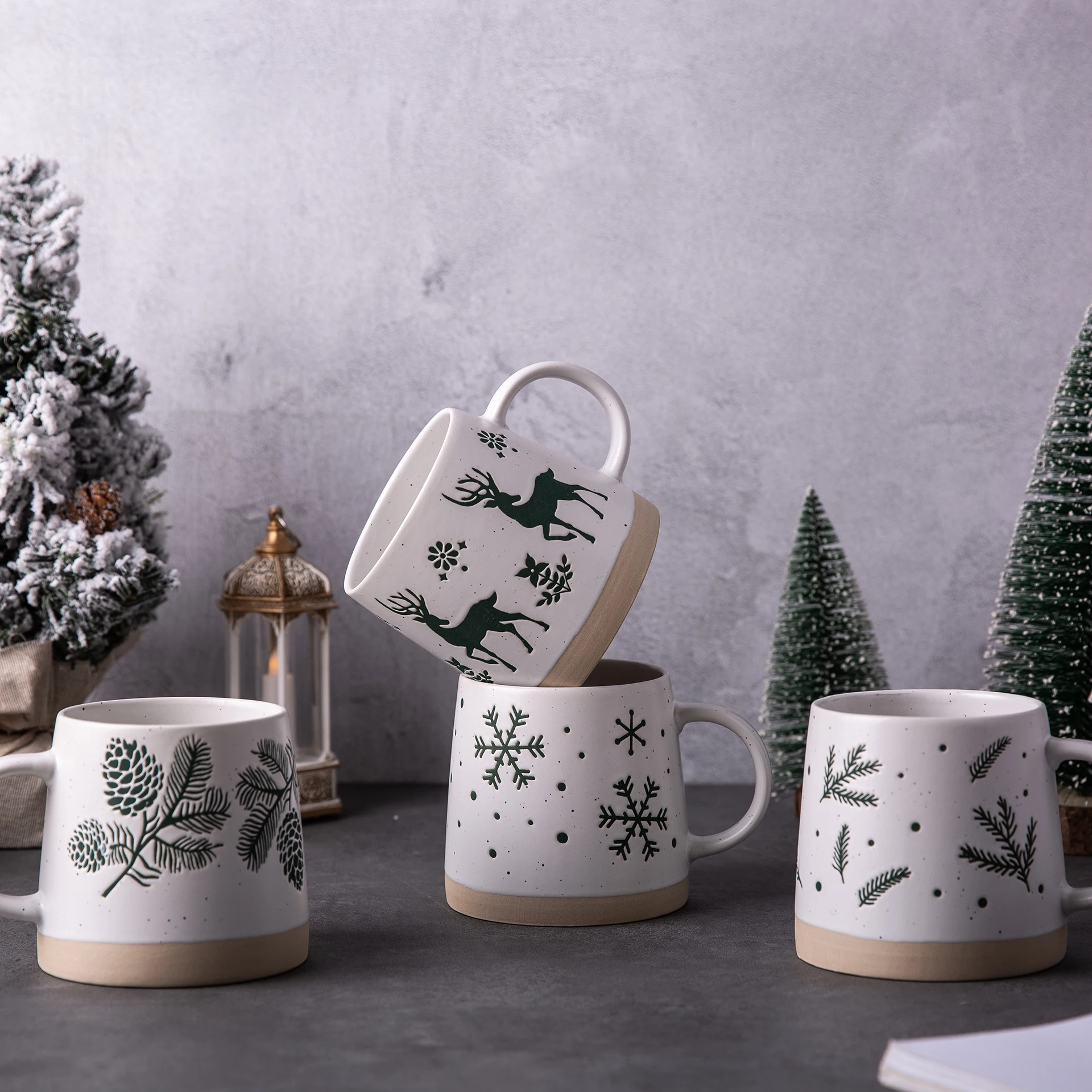 Christmas gift set  ceramic Coffee Tea Cups set  Large capacity  Colored Ceramic  Mug  Handpainted mug