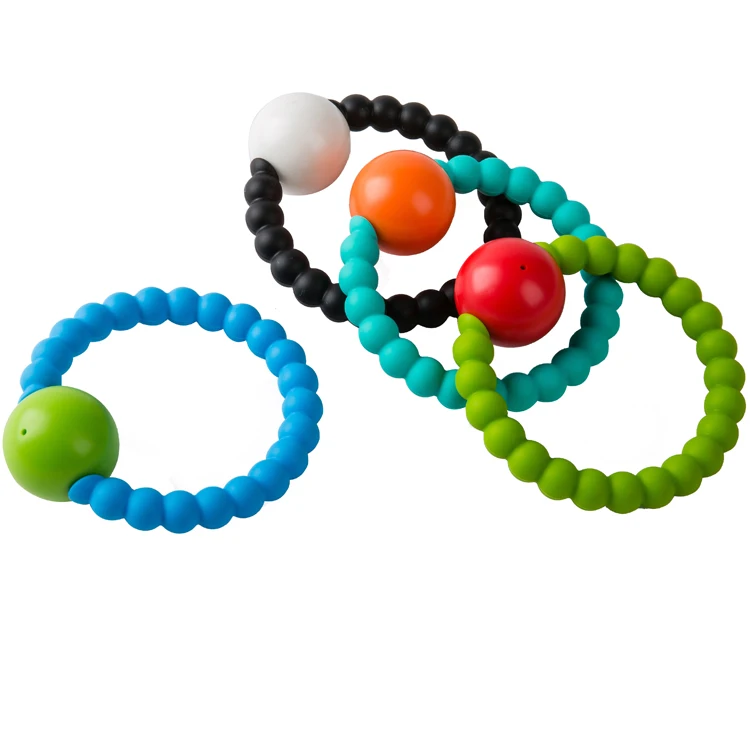  Chewable Soft Round Pastel Teether Bracelet Sensory Teething Toy Baby