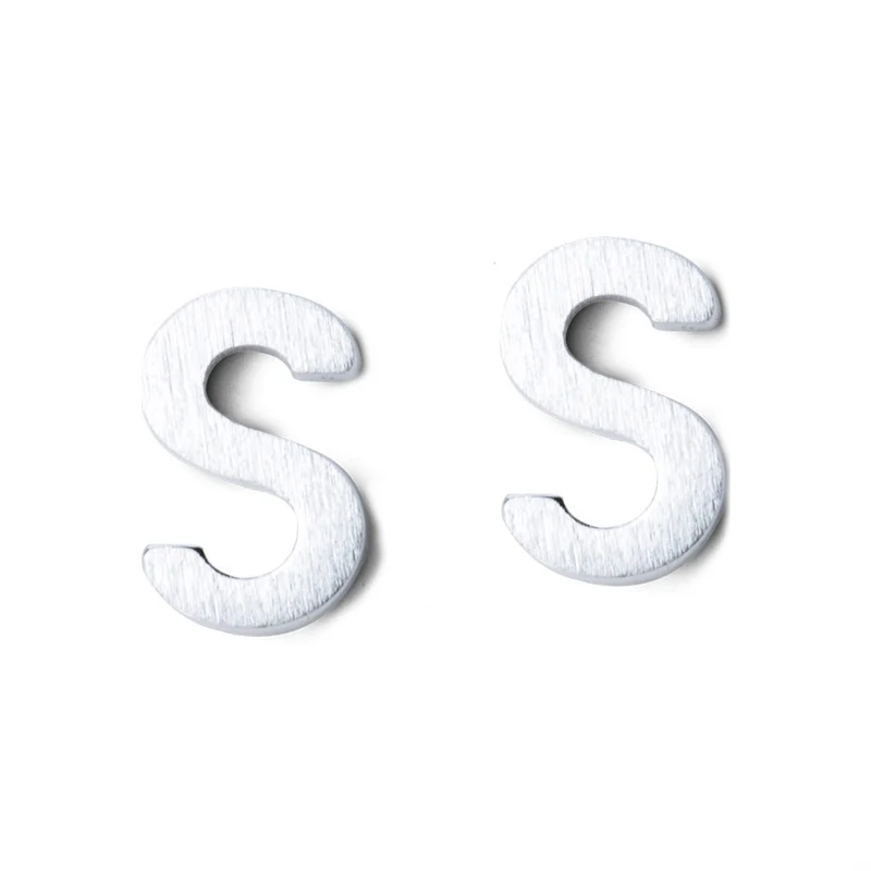 925 Sterling Silver Trendy Exquisite 26 English Letters Small Stud Earrings For Women Fine Jewelry Accessories