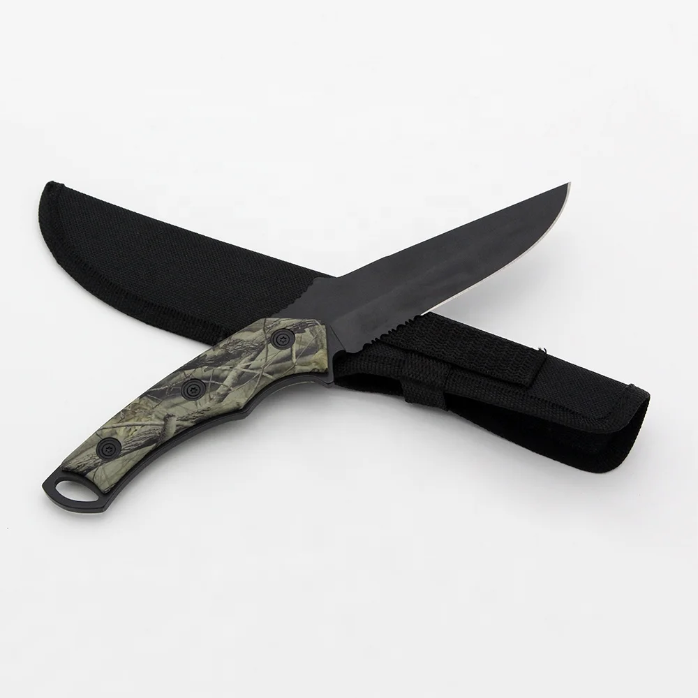 Wholesale Color Wood Handle Outdoor Camping Survival Fixed Blade Hunting Knife With Nylon Bag